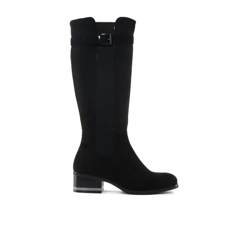 Stivali neri bassi con fascia laterale elasticizzata e fibbia