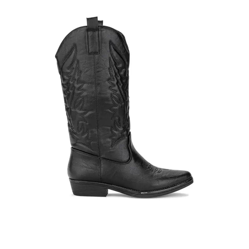 Stivali neri bassi modello texano con cuciture