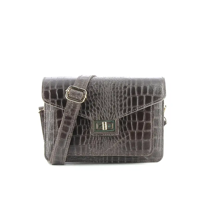 Tracolla marrone in pelle stampa cocco