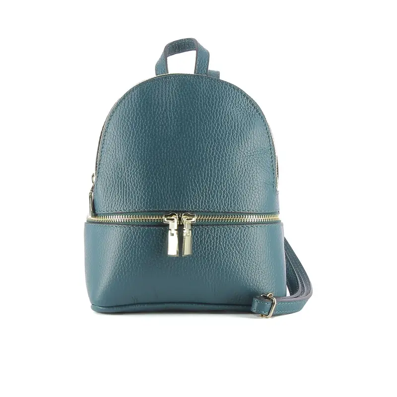 Zainetto verde in pelle con zip