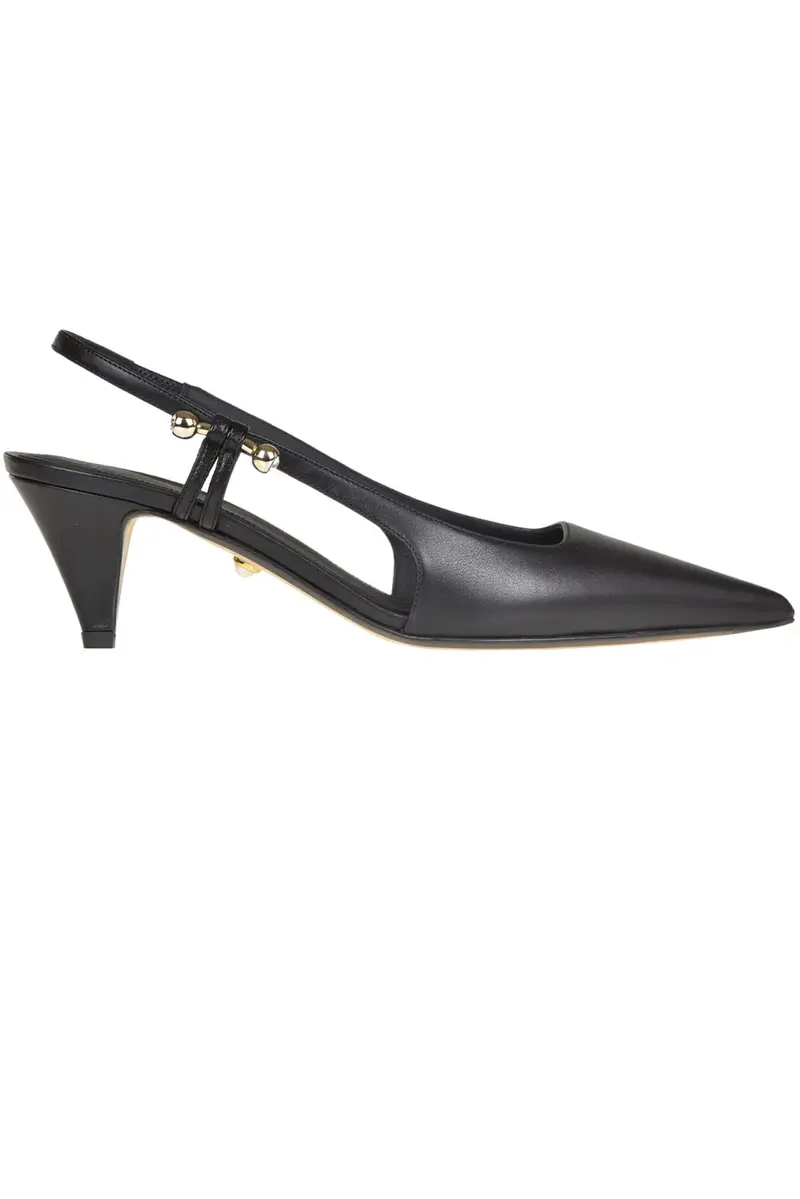 Decolletè slingback in pelle Nero
