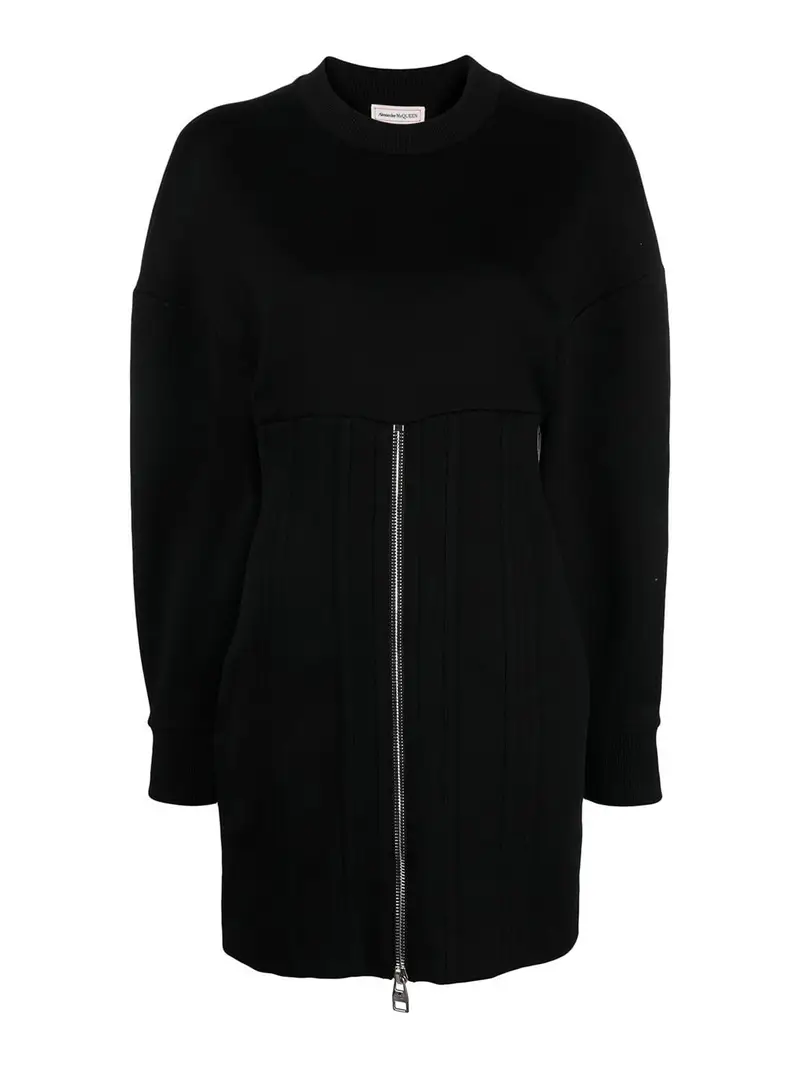 Abito in cotone con zip Nero