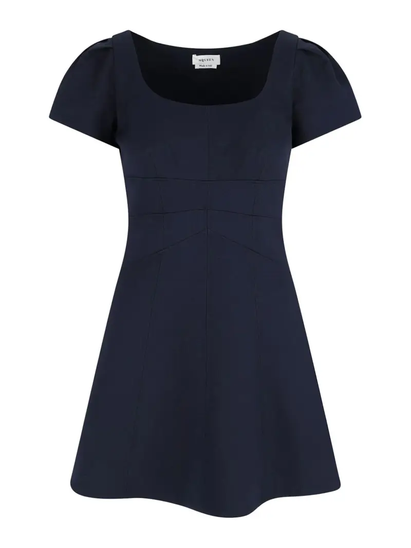 Abito Mini In Lana E Seta Blu