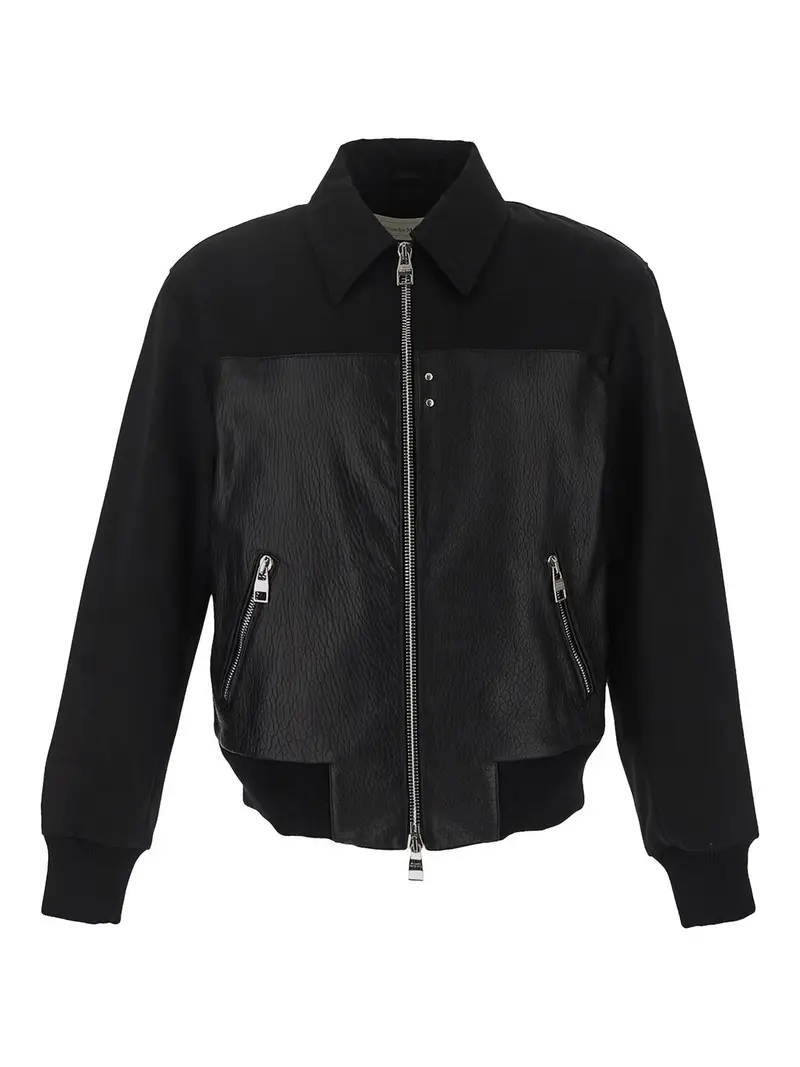Bomber in pelle Nero