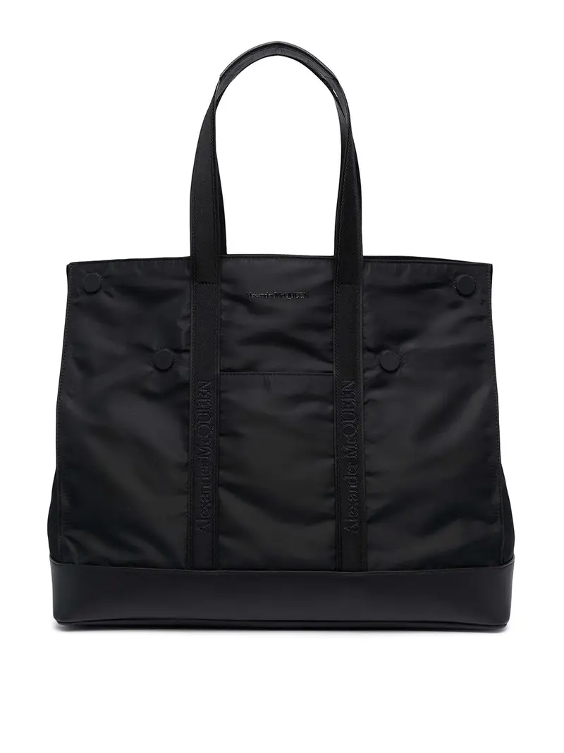Borsa in tessuto con logo Nero