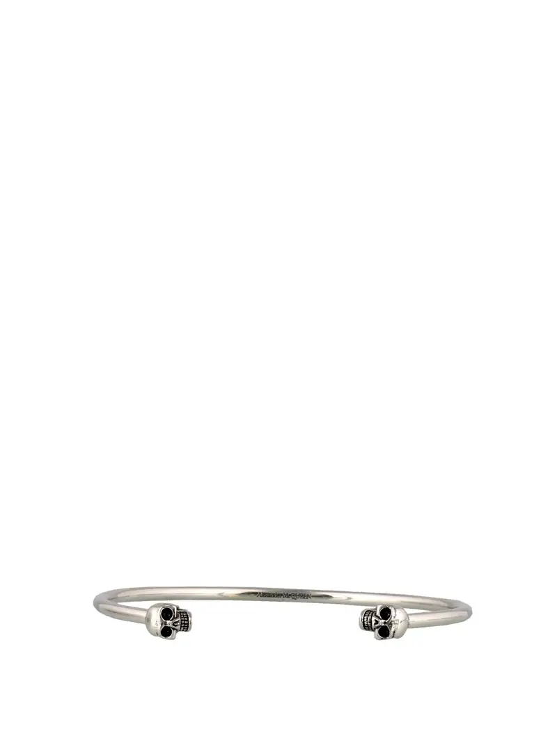 Bracciale in ottone Twin Skull Argento