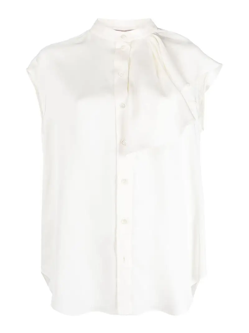 Camicia Fluida in Doppio Raso Bianco