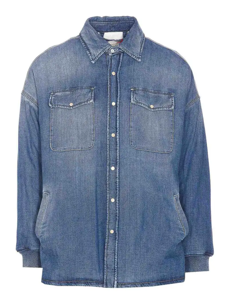 Camicia in denim con bottoni frontali Blu