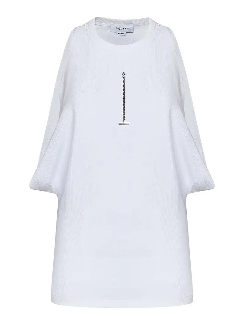 Canotta in cotone bianco a coste