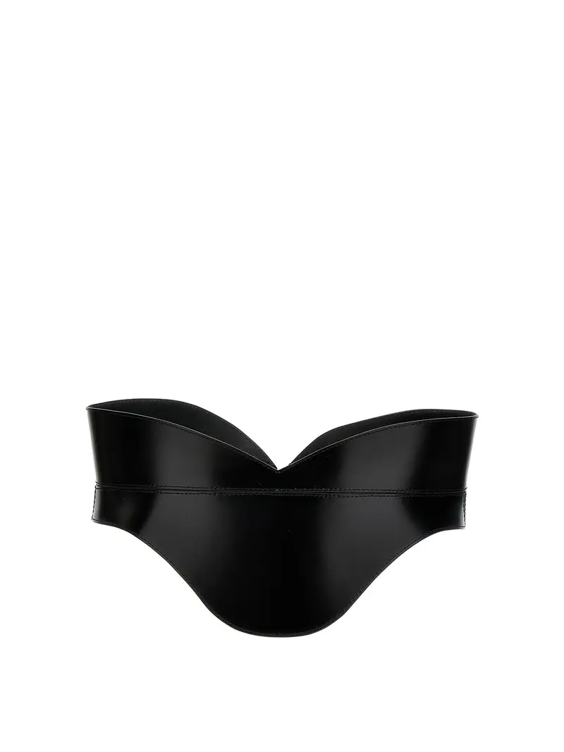 Cintura corsetto sagomata in pelle Nero