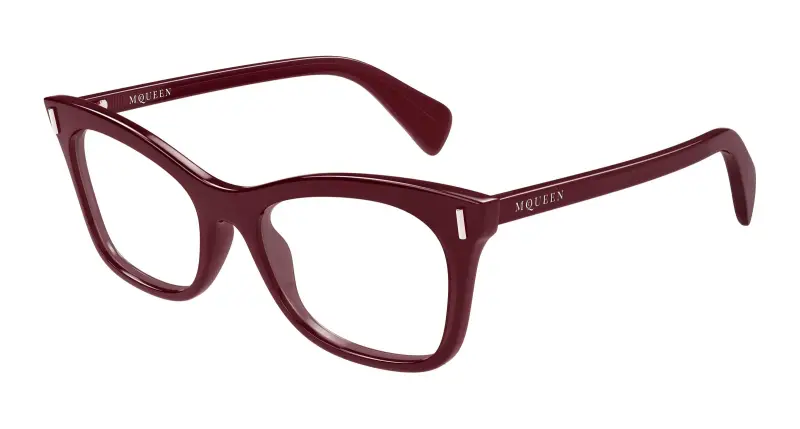 Donna Alexander McQueen AM0552O 003 Montature da vista Acetato Bordeaux Trasparente Cat Eye