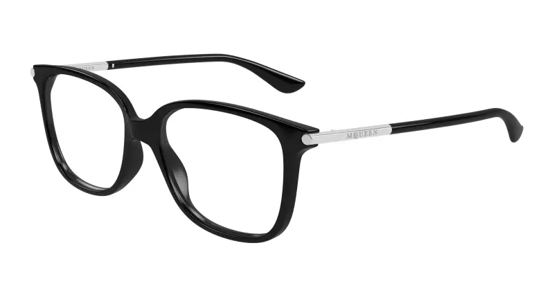 Donna Alexander McQueen AM0554O 005 Montature da vista Acetato Nero Trasparente Cat Eye