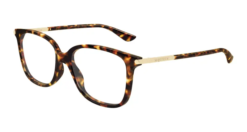 Donna Alexander McQueen AM0554O 007 Montature da vista Acetato Havana Trasparente Cat Eye