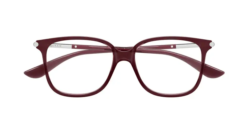 Donna Alexander McQueen AM0554O 008 Montature da vista Acetato Bordeaux Trasparente Cat Eye miniatura 2