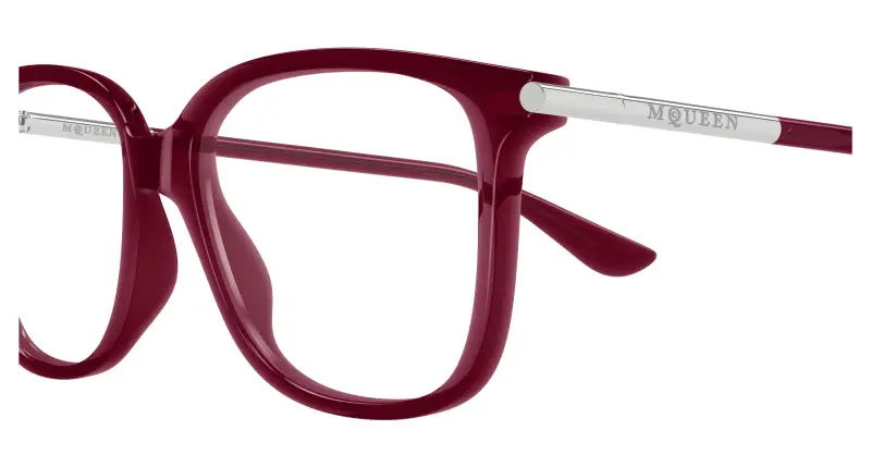 Donna Alexander McQueen AM0554O 008 Montature da vista Acetato Bordeaux Trasparente Cat Eye miniatura 3