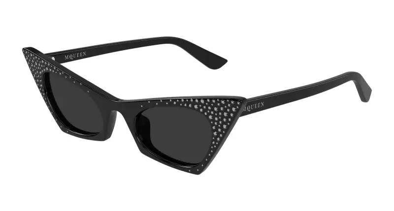 Donna Alexander McQueen AM0557S 005 Occhiali da sole Acetato Nero Grigio Cat Eye