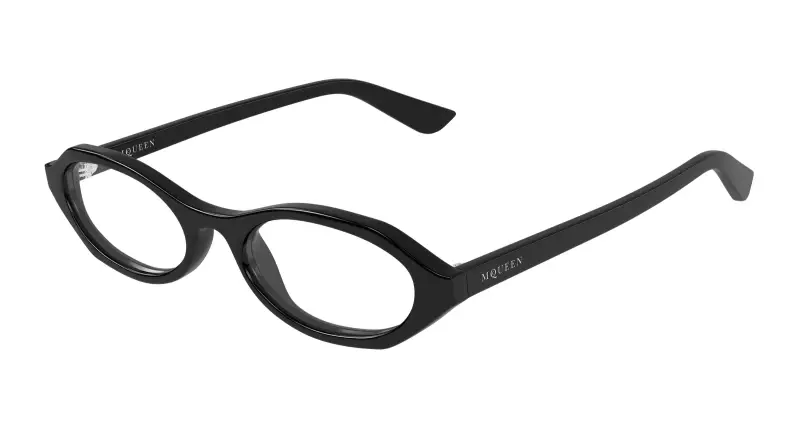 Donna Alexander McQueen AM0559O 001 Montature da vista Acetato Nero Trasparente Rotonda
