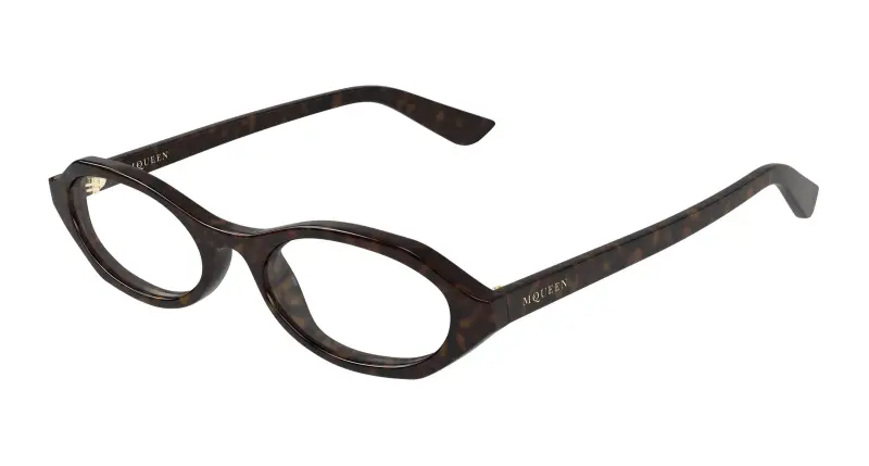 Donna Alexander McQueen AM0559O 002 Montature da vista Acetato Havana Trasparente Rotonda
