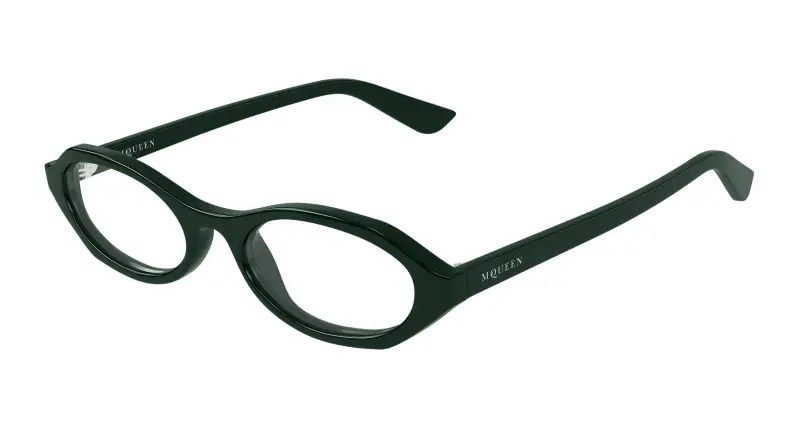 Donna Alexander McQueen AM0559O 004 Montature da vista Acetato Verde Trasparente Rotonda