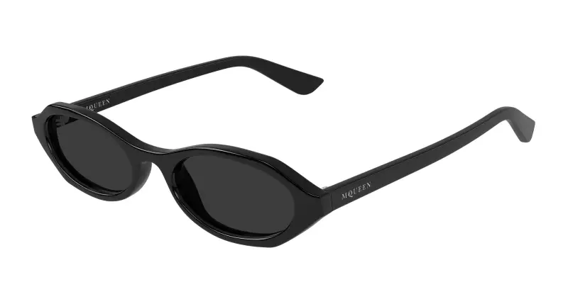 Donna Alexander McQueen AM0559S 001 Occhiali da sole Acetato Nero Grigio Rotonda