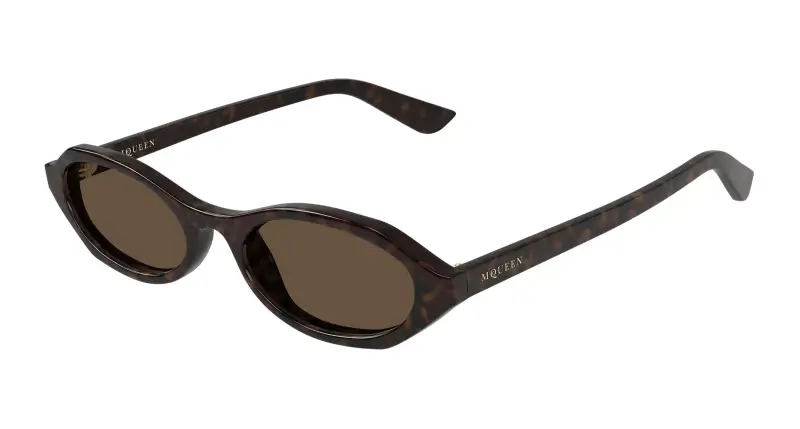 Donna Alexander McQueen AM0559S 002 Occhiali da sole Acetato Havana Marrone Rotonda