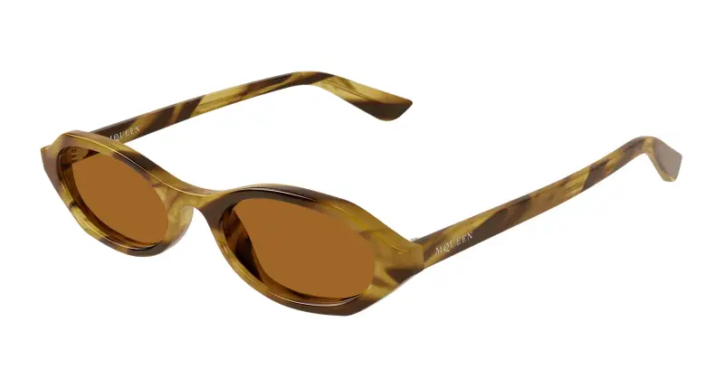 Donna Alexander McQueen AM0559S 003 Occhiali da sole Acetato Havana Marrone Rotonda
