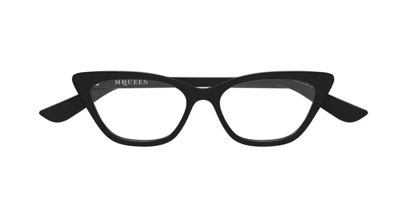 Donna Alexander McQueen AM0560O 001 Montature da vista Acetato Nero Trasparente Cat Eye miniatura 2