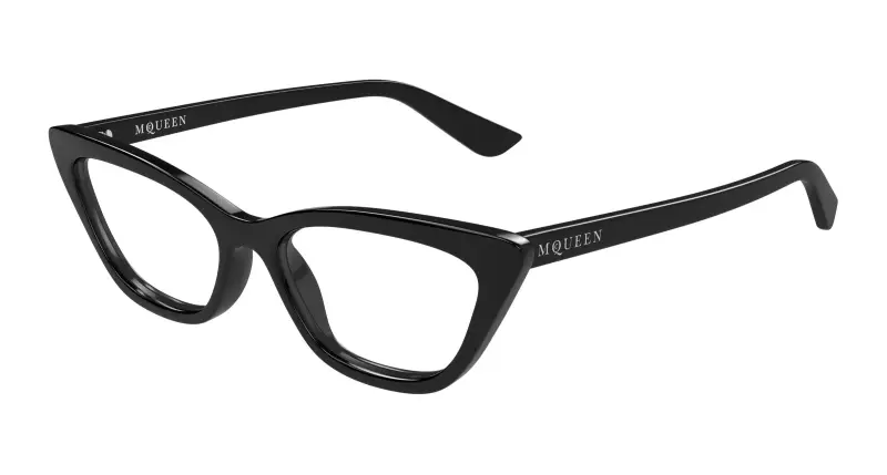 Donna Alexander McQueen AM0560O 001 Montature da vista Acetato Nero Trasparente Cat Eye