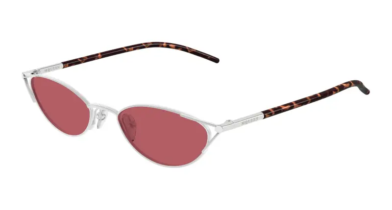 Donna Alexander McQueen AM0563S 003 Occhiali da sole Metallo Argento Rosso Cat Eye