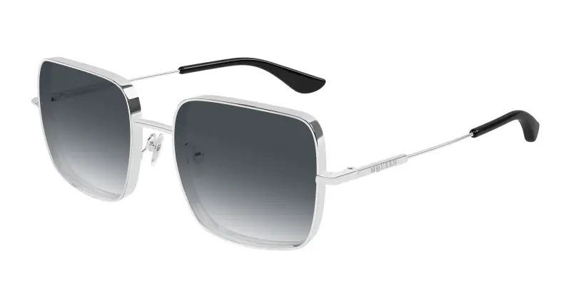 Donna Alexander McQueen AM0564S 001 Occhiali da sole Metallo Argento Fumo Squadrata