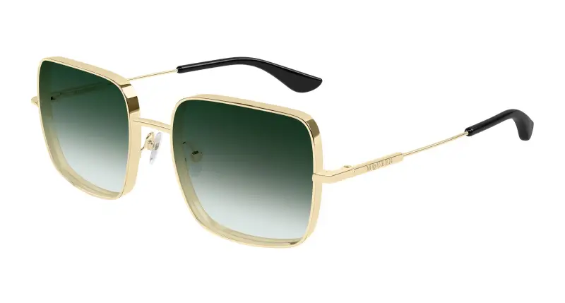 Donna Alexander McQueen AM0564S 003 Occhiali da sole Metallo Oro Verde Squadrata