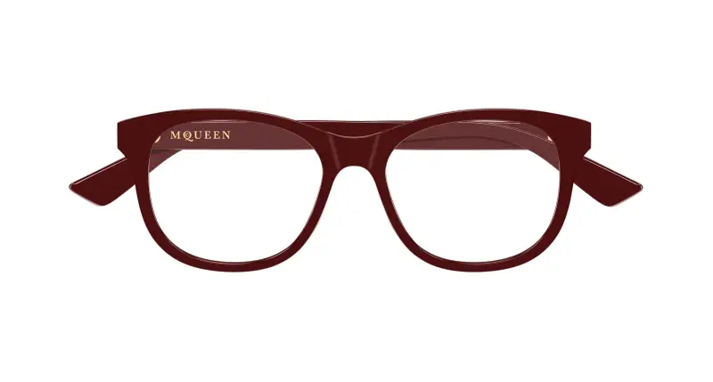 Donna Alexander McQueen AM0568O 009 Montature da vista Acetato Bordeaux Trasparente Cat Eye miniatura 2