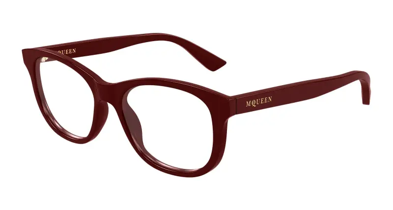Donna Alexander McQueen AM0568O 009 Montature da vista Acetato Bordeaux Trasparente Cat Eye