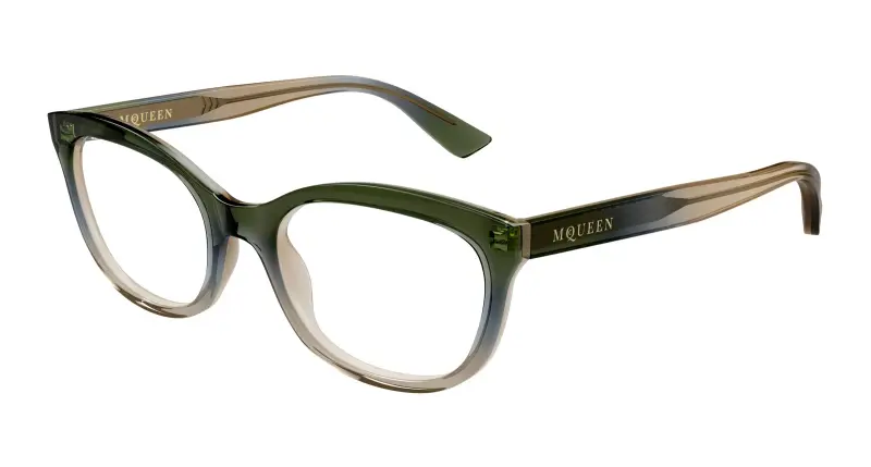 Donna Alexander McQueen AM0569O 006 Montature da vista Acetato Verde Trasparente Cat Eye