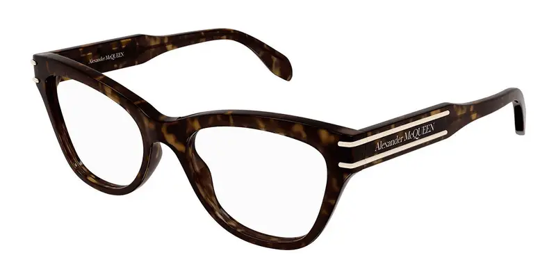 Alexander McQueen Donna AM0401O 002 Montature da vista Acetato Havana  Cat Eye