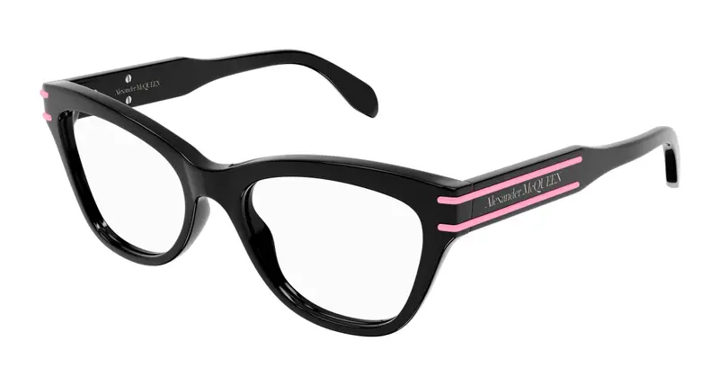 Alexander McQueen Donna AM0401O 003 Montature da vista Acetato Nero  Cat Eye