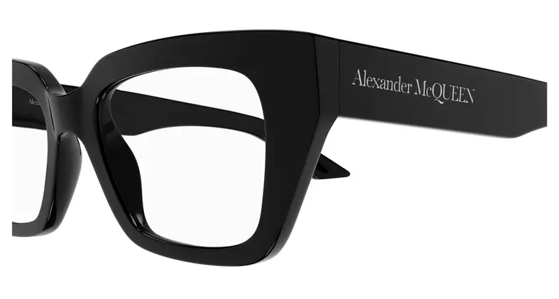 Alexander McQueen Donna AM0453O 001 Montature da vista Acetato Nero Trasparente Cat Eye miniatura 2