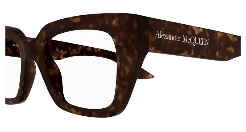 Alexander McQueen Donna AM0453O 002 Montature da vista Acetato Havana Trasparente Cat Eye miniatura 2