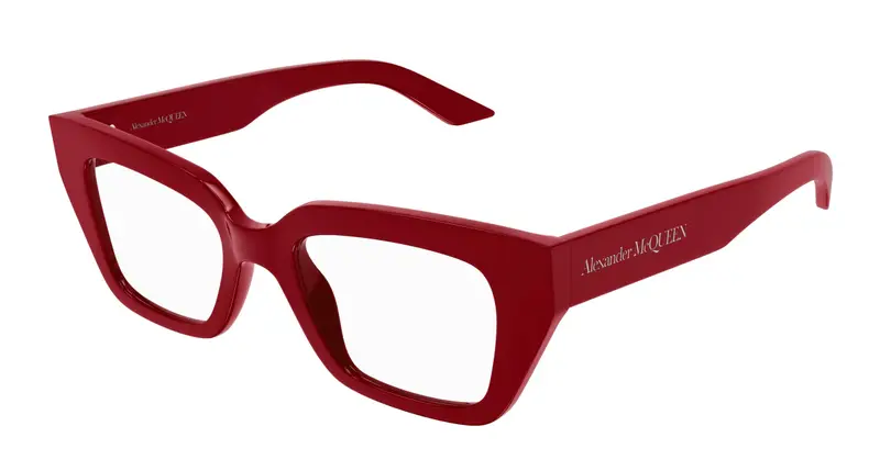Alexander McQueen Donna AM0453O 003 Montature da vista Acetato Rosso Trasparente Cat Eye