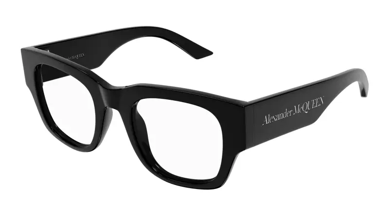 Alexander McQueen Donna AM0455O 001 Montature da vista Acetato Nero Trasparente Squadrata