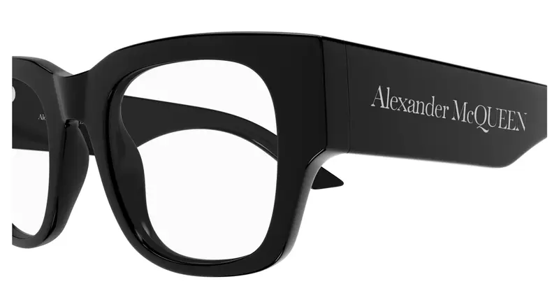 Alexander McQueen Donna AM0455O 001 Montature da vista Acetato Nero Trasparente Squadrata miniatura 2