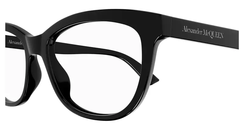 Alexander McQueen Donna AM0461O 001 Montature da vista Acetato Nero Trasparente Cat Eye miniatura 2