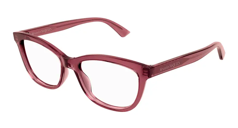 Alexander McQueen Donna AM0461O 004 Montature da vista Acetato Bordeaux Trasparente Cat Eye