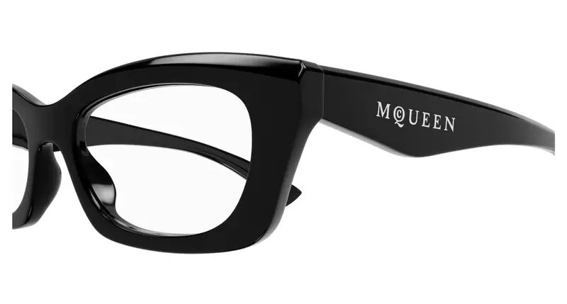 Alexander McQueen Donna AM0474O 001 Montature da vista Acetato Nero Trasparente Squadrata miniatura 2