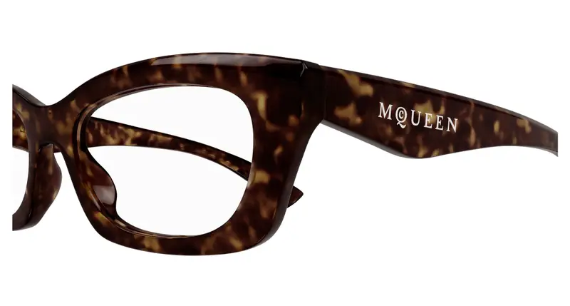 Alexander McQueen Donna AM0474O 002 Montature da vista Acetato Havana Trasparente Squadrata miniatura 2