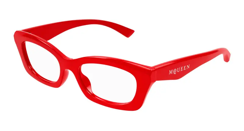 Alexander McQueen Donna AM0474O 003 Montature da vista Acetato Rosso Trasparente Squadrata