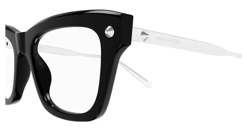 Alexander McQueen Donna AM0484O 001 Montature da vista Acetato Nero Trasparente Squadrata miniatura 2