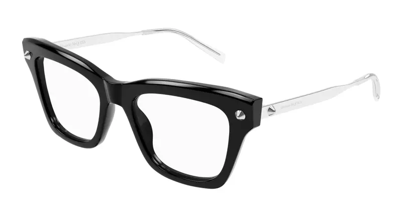 Alexander McQueen Donna AM0484O 005 Montature da vista Acetato Nero Trasparente Squadrata