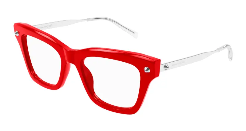 Alexander McQueen Donna AM0484O 007 Montature da vista Acetato Rosso Trasparente Squadrata