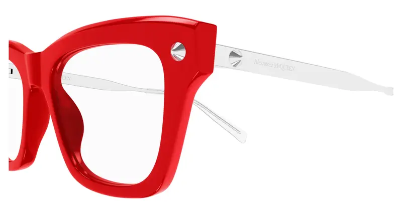 Alexander McQueen Donna AM0484O 007 Montature da vista Acetato Rosso Trasparente Squadrata miniatura 2